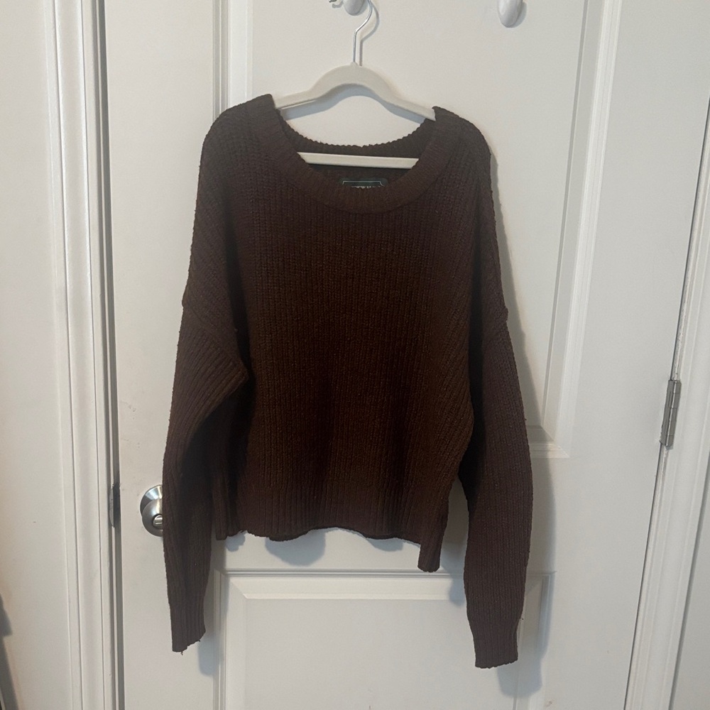 American Eagle Outfitters Dark Brown Crew Neck Sweater